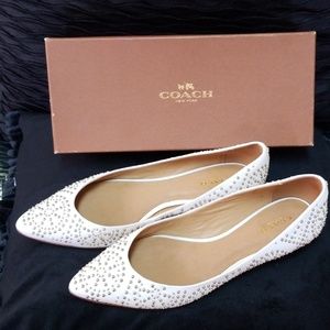 Coach Rory Stud Millsed Leather flat